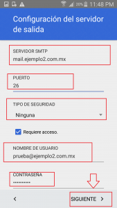 Configuración de correo en Android
