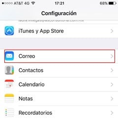 Instalación de correo en iPhone