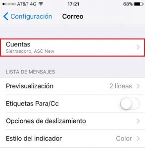 Instalación de correo en iPhone
