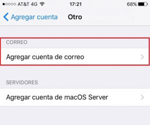 Instalación de correo en iPhone