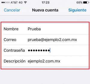 Instalación de correo en iPhone