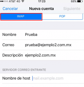 Instalación de correo en iPhone
