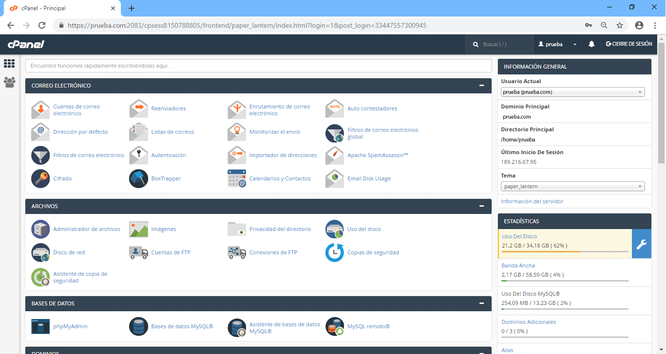Hosting con Cpanel